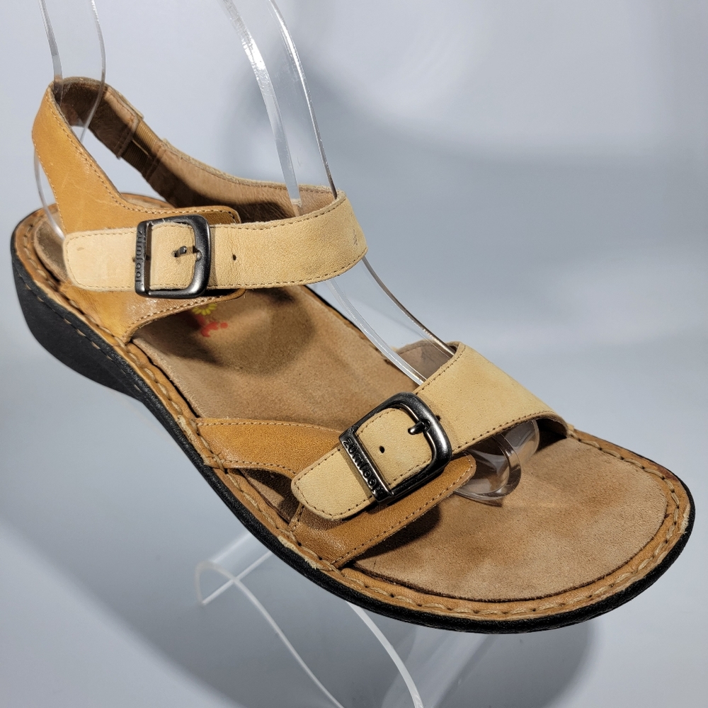 Zumfoot Womens Comfort Shoe Beige Tan Sandals Size EU 39 US 8.5 Leather w Buckle